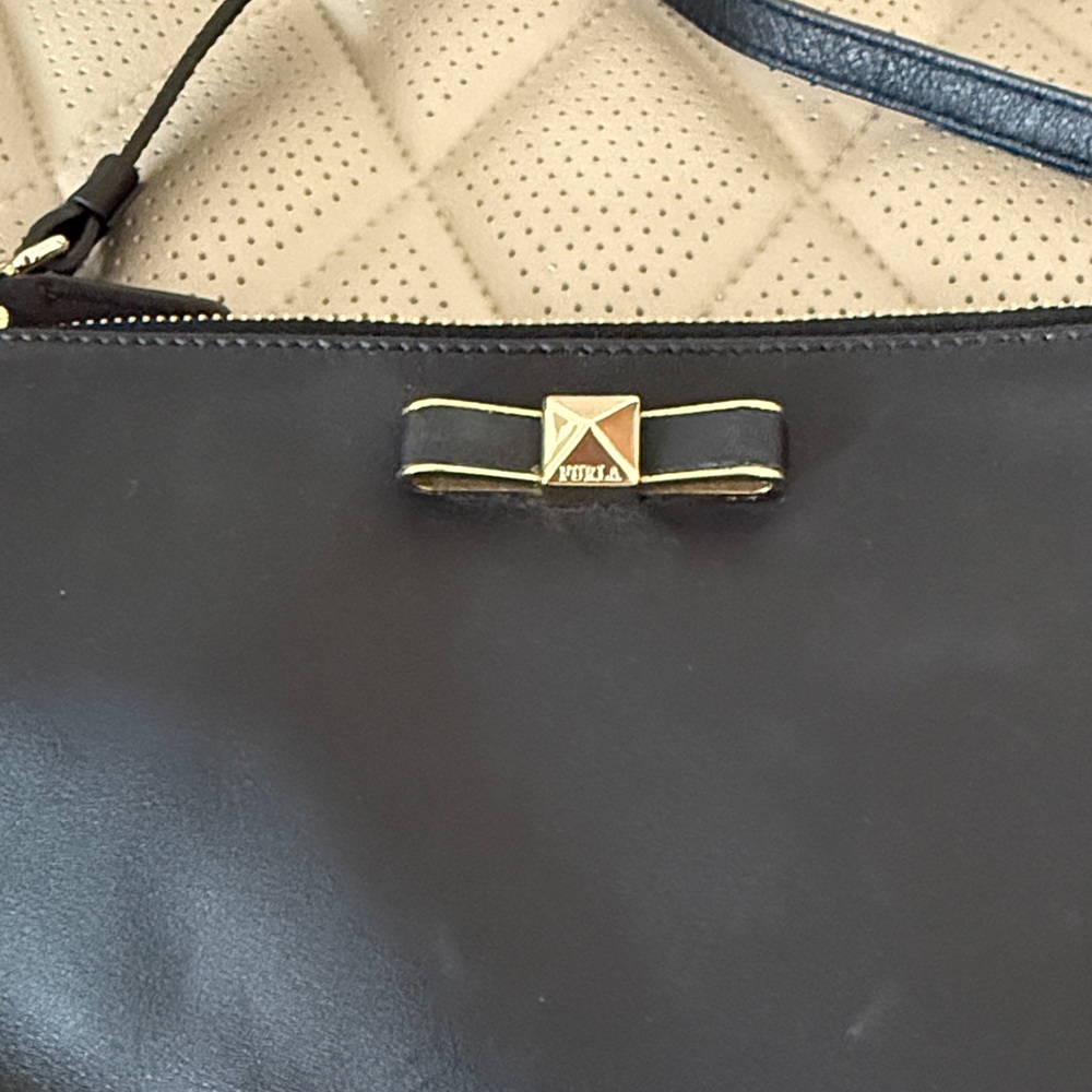 Furla Black Leather Mini Bag with Gold Bow Accent - Picture 4 of 7